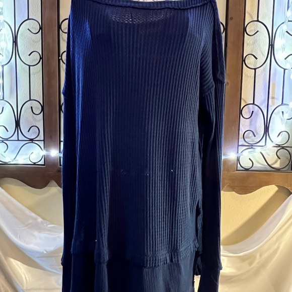 We The Free Dark Blue Waffle Knit Shirt - Picture 2 of 6